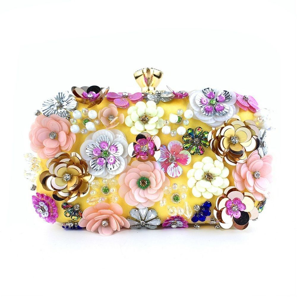 Evening bag satin Flowers